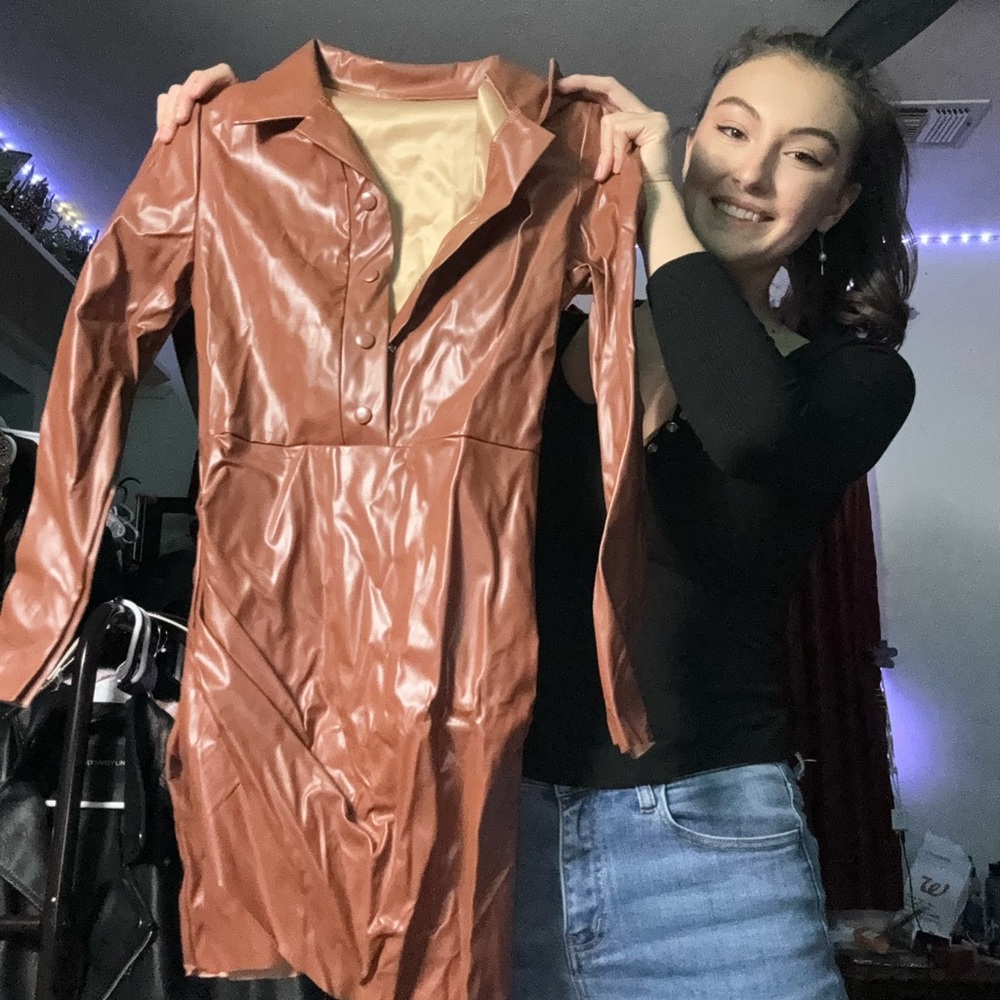 Brown pleather dress
